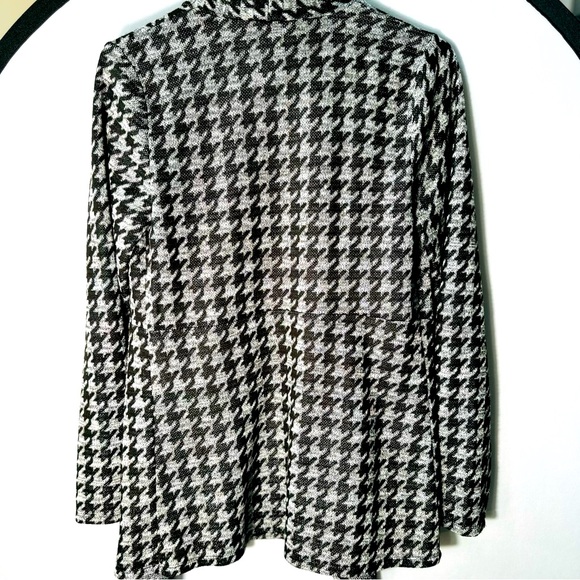 Kasper Black/Gray Houndstooth Long Cardigan- Size Small - Picture 4 of 10